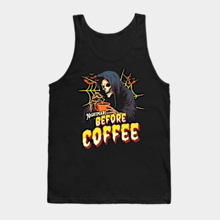 "Nightmare Before Coffee" Spooky Skeleton Tank Top